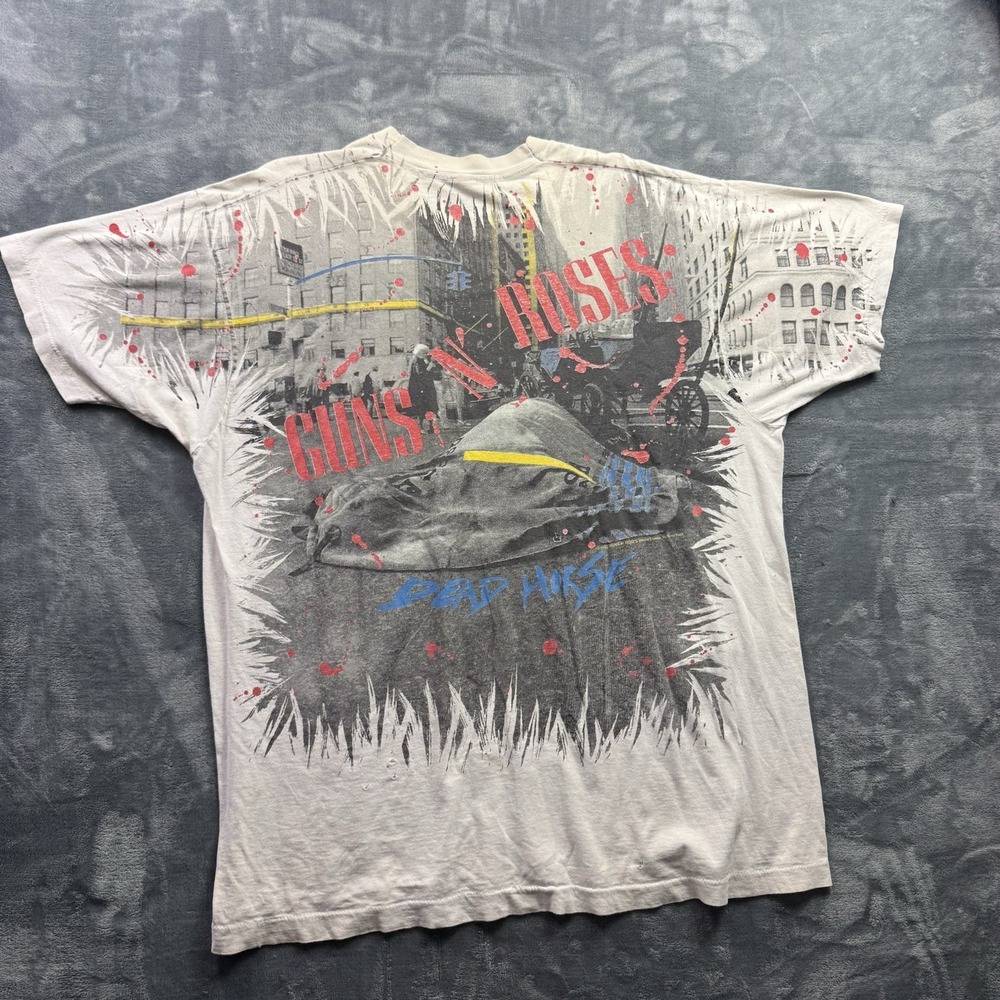 Guns N Roses 1992 Dead Horse AOP band T-shirt Distressed Vintage Band Tee XXL - Picture 7 of 9